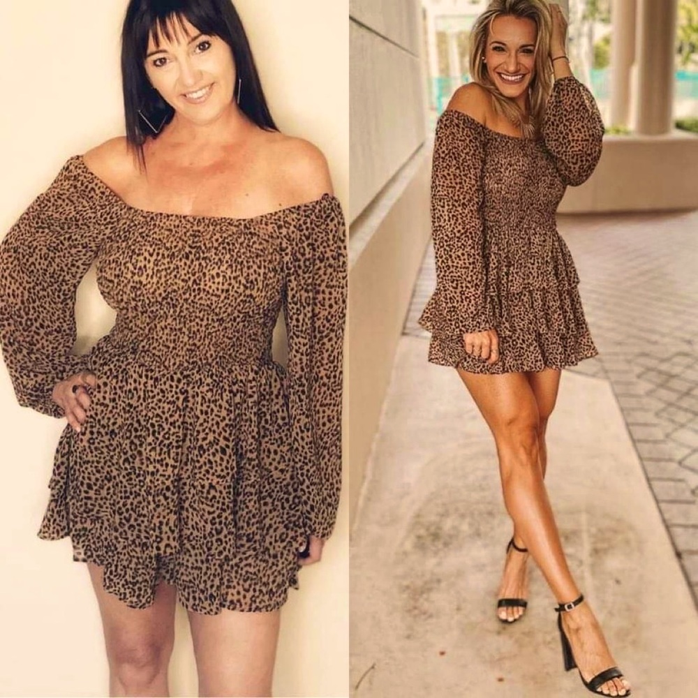 Leopard Print Off-Shoulder Dress